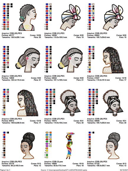 Matriz Bordado Pacote de Africanas