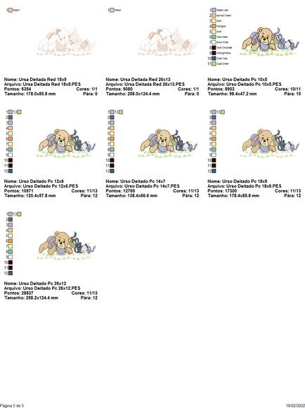 Matriz Bordado Pacote de Anjos e Ursos
