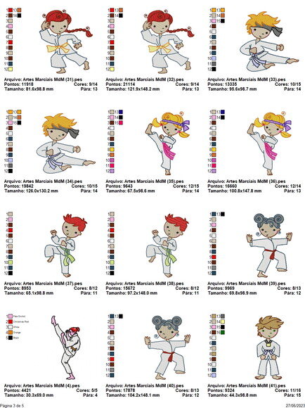 Matriz Bordado Pacote de Artes Marciais