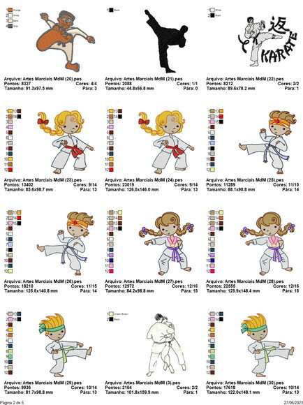 Matriz Bordado Pacote de Artes Marciais