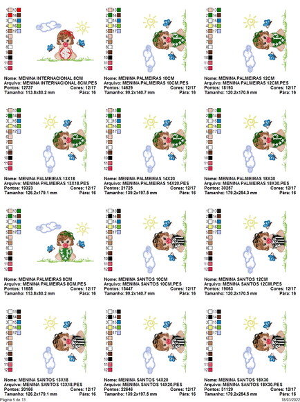 Matriz Bordado Pacote de Bebês Times Variados