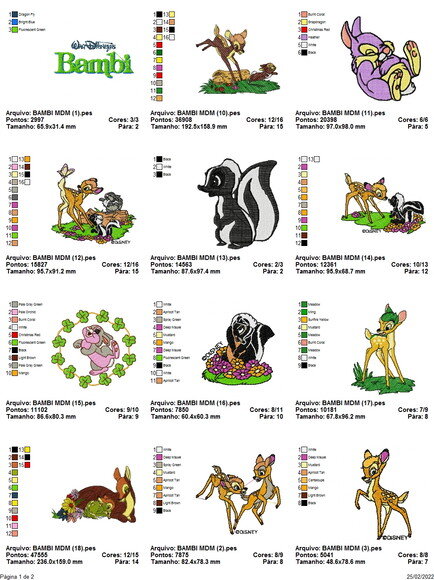 Matriz Bordado Pacote Desenho Bambi