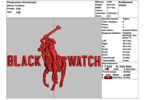 Matriz Bordado Polo Black Watch