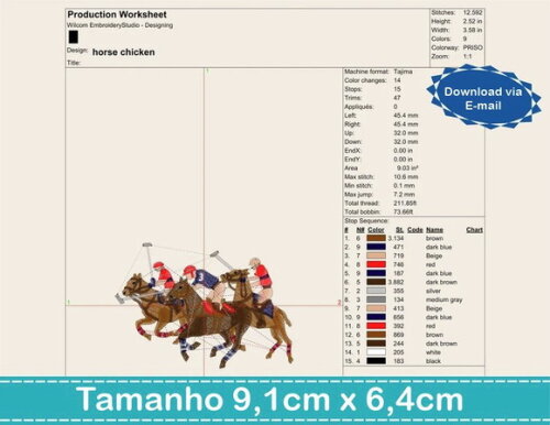 Matriz Bordado Polo Player Cavalos