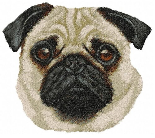 Matriz Bordado Pug Cachorro Rosto 2
