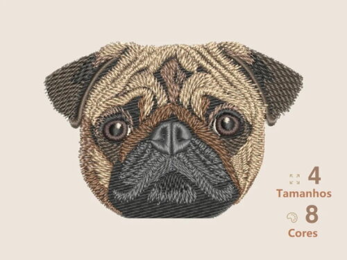 Matriz Bordado Pug Cão Rosto