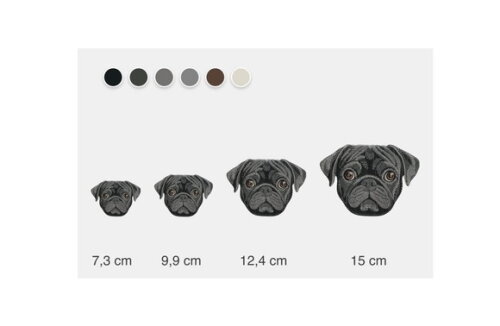 Matriz Bordado Pug Cão Rosto Preto