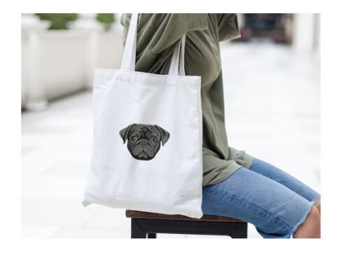 Matriz Bordado Pug Cão Rosto Preto