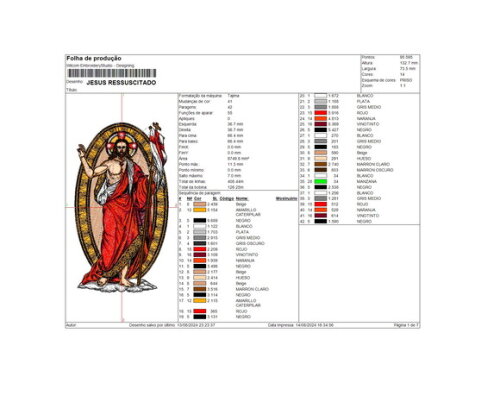 Matriz Bordado Ressureição de Cristo - Tamanho Grande