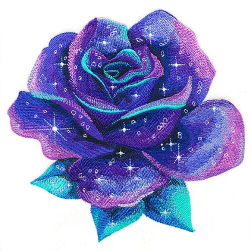 Matriz Bordado Rosa Noite Azul