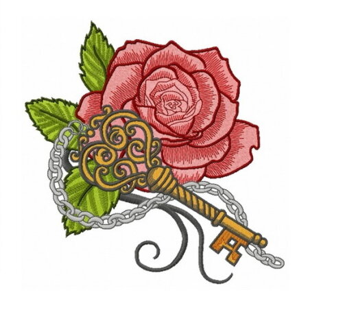 Matriz Bordado Rosa e Chave