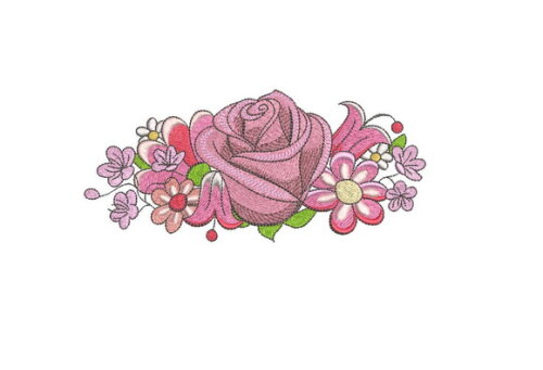 Matriz Bordado Rosas Buquê de Verão