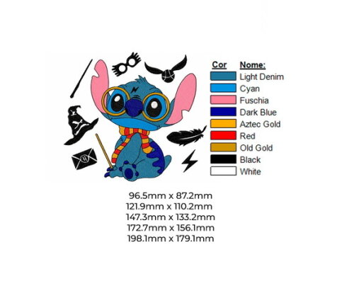 Matriz Bordado Stitch Lilo Escola de Bruxaria