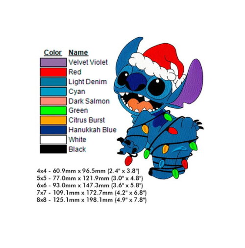 Matriz Bordado Stitch Lilo Natal 1
