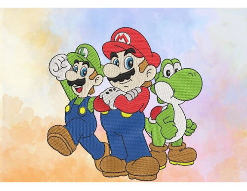 Matriz Bordado Super Mario, Luigi e Yoshi