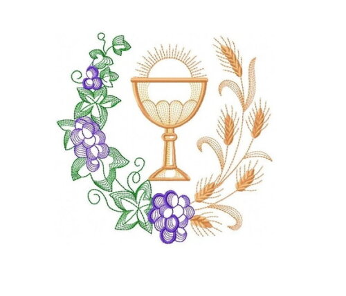 Matriz Bordado Taça Eucaristia Pão e Uva