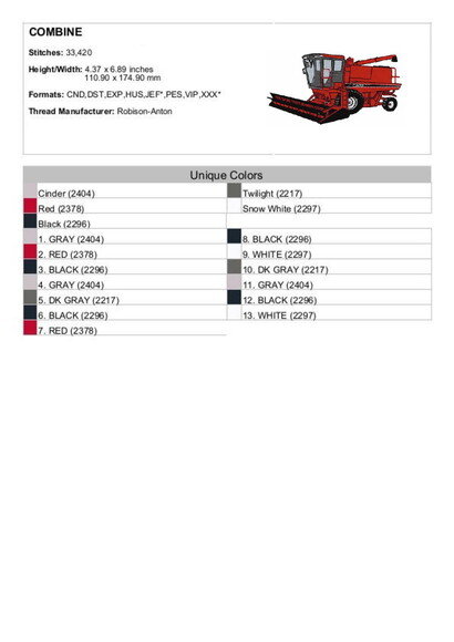 Matriz Bordado Trator Colheitadeira 2