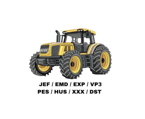 Matriz Bordado Trator Amarelo Agricultura Caterpillar