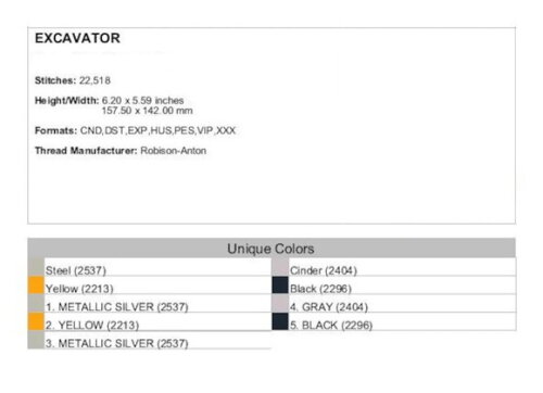 Matriz Bordado Trator Escavadeira Grande 7