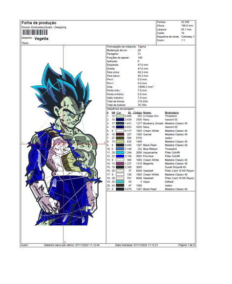 Matriz Bordado Vegeta Super