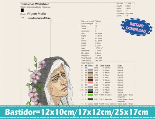 Matriz Bordado Virgem Maria