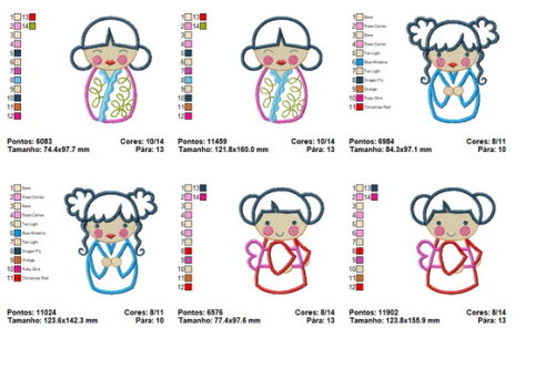 Matriz Bordados Bonecas Japonesas