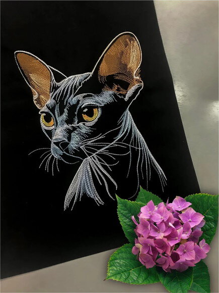 Matriz de Bordado Gato Sphynx Preto