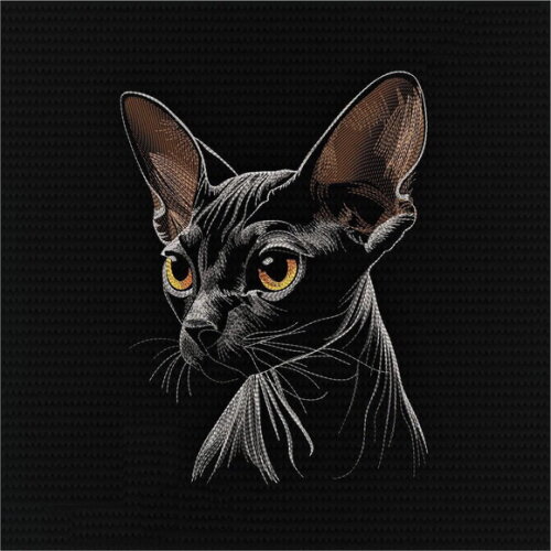 Matriz de Bordado Gato Sphynx Preto