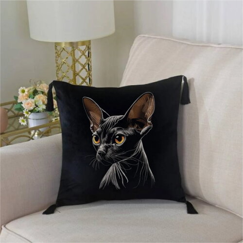 Matriz de Bordado Gato Sphynx Preto