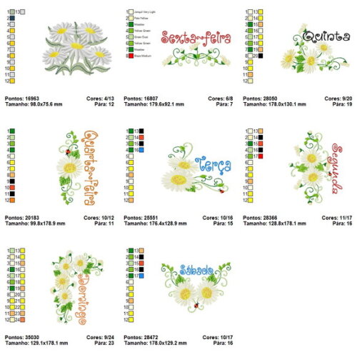 Matriz de Bordados Margaridas Semaninha