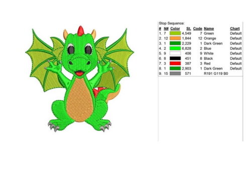 Matrizes Bordado Dragão Bebê 4 Modelos em 10cm