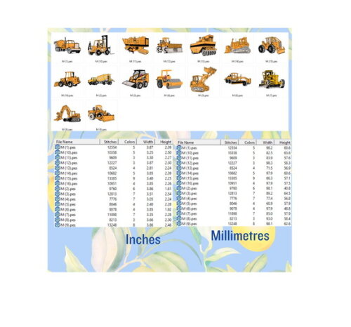 Matrizes de Bordado Conjunto de Tratores