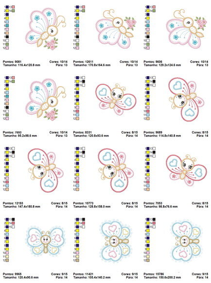 Matrizes de Bordados Borboletas Infantil
