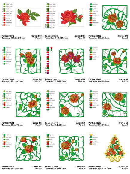 Pacotão de Matrizes Bordados Rosas