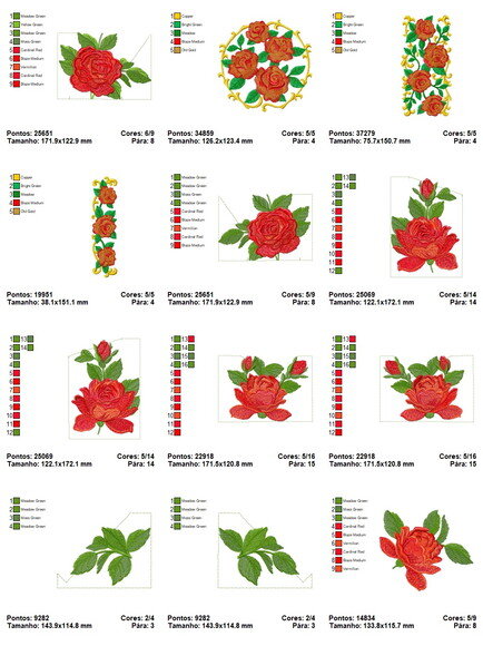 Pacotão de Matrizes Bordados Rosas