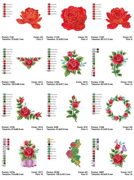 Pacotão de Matrizes Bordados Rosas