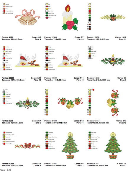 Pacote 190 matrizes de bordado Natal e Ano Novo