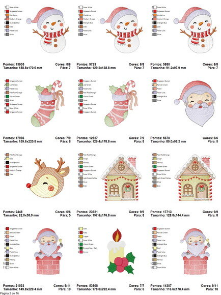 Pacote 190 matrizes de bordado Natal e Ano Novo