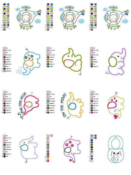 Pacote 58 Matrizes de Bordado Aplique Bichinhos