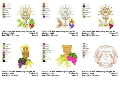 Pacote com 6 Matrizes de Cálice Religioso