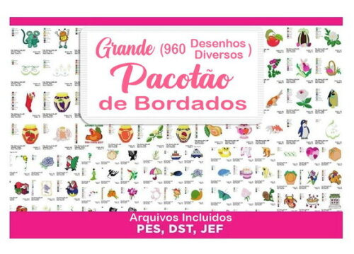 Pacote de 960 Matrizes de Bordados Diversos