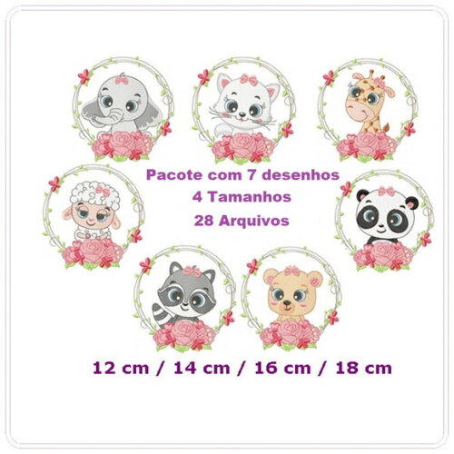 Pacote de Matrizes de Bordado Animais Infantis