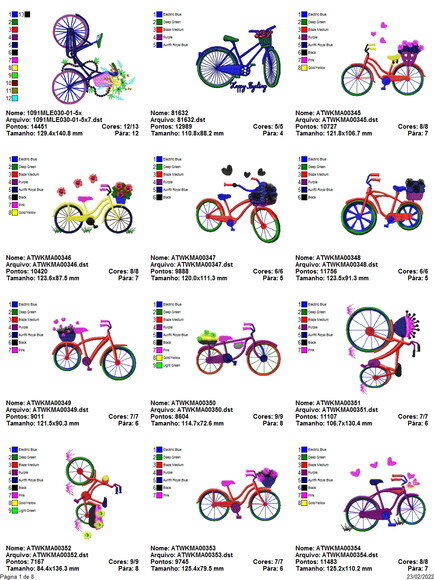 Pacote Matriz Bordado Bicicletas