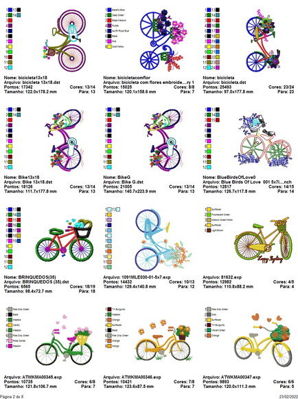 Pacote Matriz Bordado Bicicletas