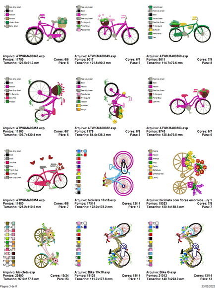 Pacote Matriz Bordado Bicicletas