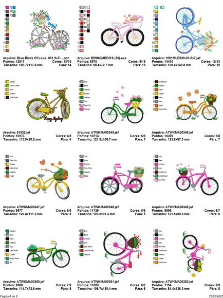 Pacote Matriz Bordado Bicicletas