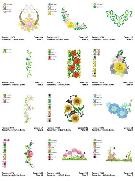 Pacote Matriz Bordados Flores