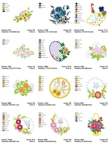 Pacote Matriz Bordados Flores