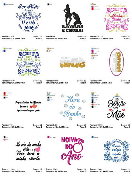 Pacote Matriz de Bordados Frases