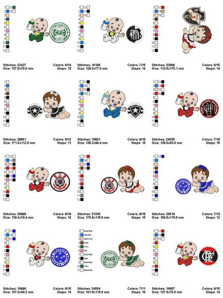 Pacote Matrizes de Bordado Bebês Futebol